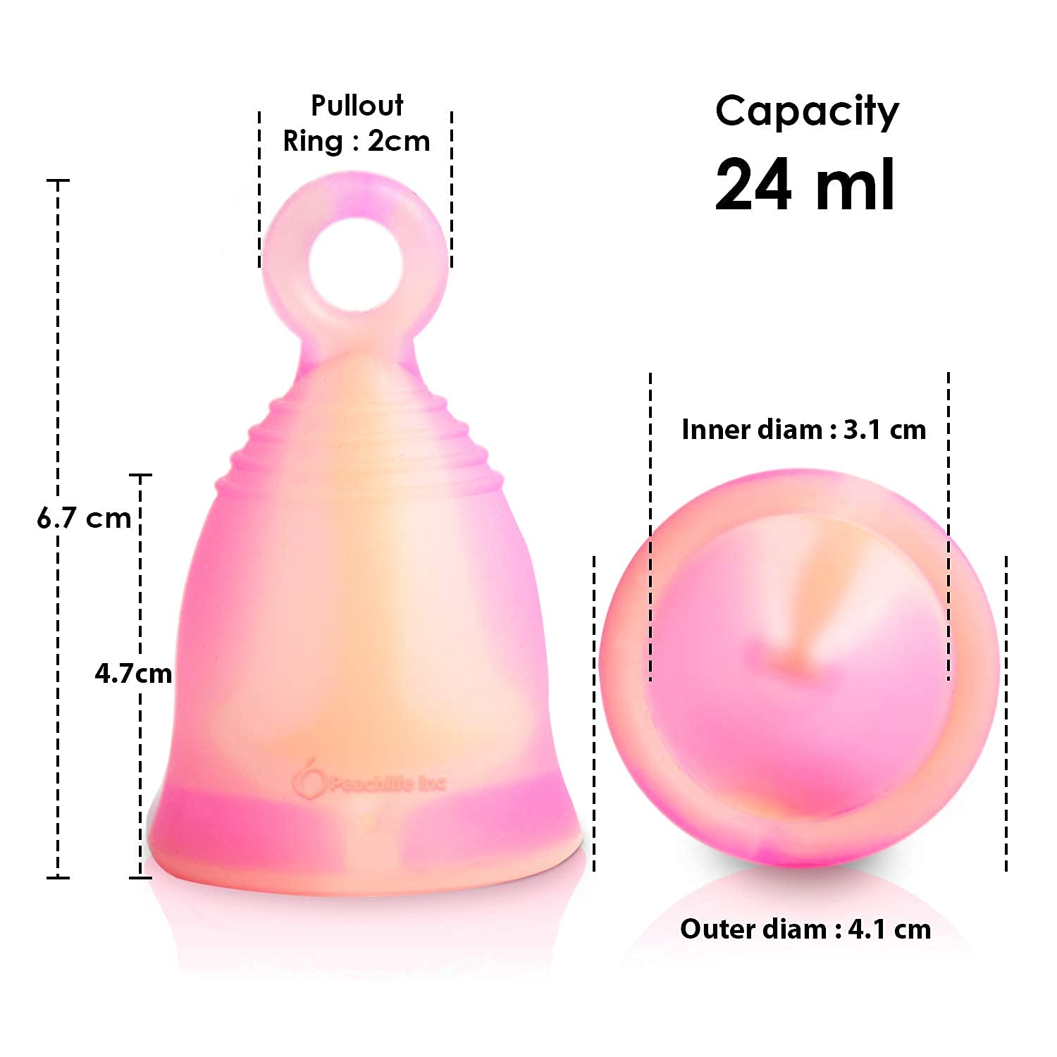 Peachlife Boric Acid Suppositories and Small Soft Menstrual Cup with Ring Pull - Maple Wellness Supplements