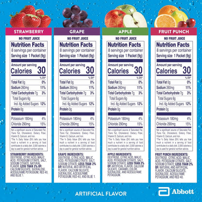 Pedialyte Electrolyte Powder, Hydration Drink for Kids & Adults, Variety Pack: Strawberry, Fruit Punch, Grape, and Apple, 24 Powder Packets - Maple Wellness Supplements