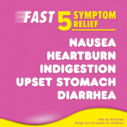 Pepto Bismol Liquicaps, Upset Stomach Relief, Nausea Relief, Heartburn Relief, Indigestion Relief, Anti Diarrhea Medication for Adults - 5 Symptom Fast Relief, No Flavor, 48 ct - Maple Wellness Supplements