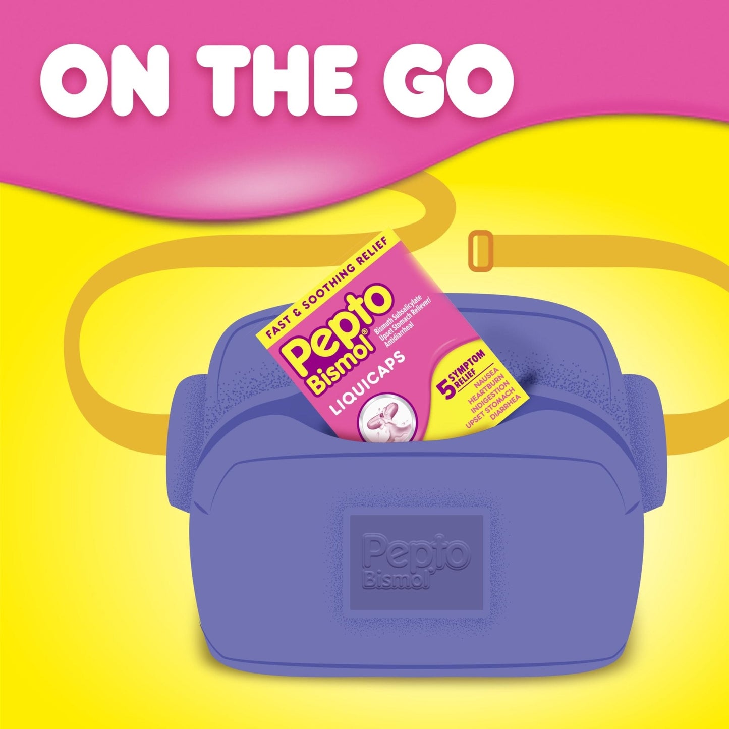 Pepto Bismol Liquicaps, Upset Stomach Relief, Nausea Relief, Heartburn Relief, Indigestion Relief, Anti Diarrhea Medication for Adults - 5 Symptom Fast Relief, No Flavor, 48 ct - Maple Wellness Supplements