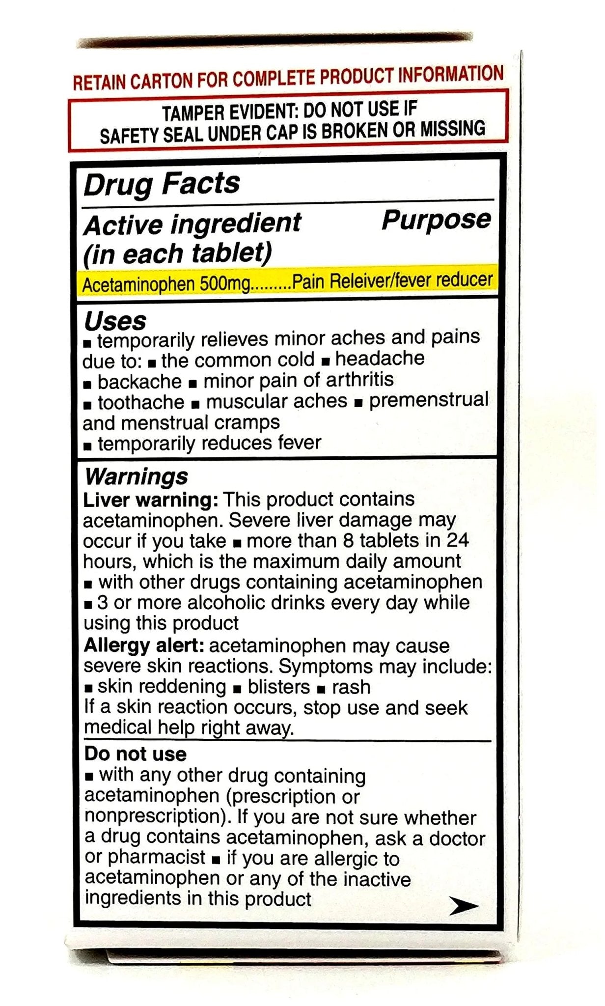 Pharbetol 500mg Extra Strength Tablets 100 Count (Generic Extra Strength) - Maple Wellness Supplements