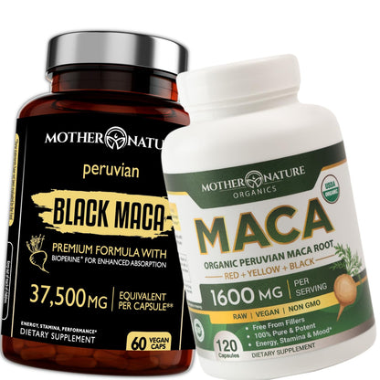 Powerful Maca Blend for Men – Black, Red & Yellow Maca Capsules | Supports Energy, Stamina & Endurance | Promotes Hormonal Balance & Vitality - Maple Wellness Supplements