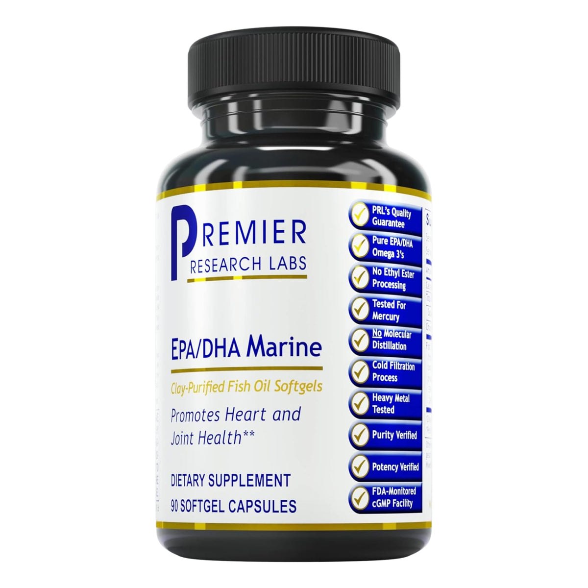 Premier Research Labs EPA DHA Marine Softgels - Omega 3 Fish Oil, EPA DHA Omega 3 Supplement, Fatty Acids for Women & Men, Natural - 90 Softgel Capsules - Maple Wellness Supplements