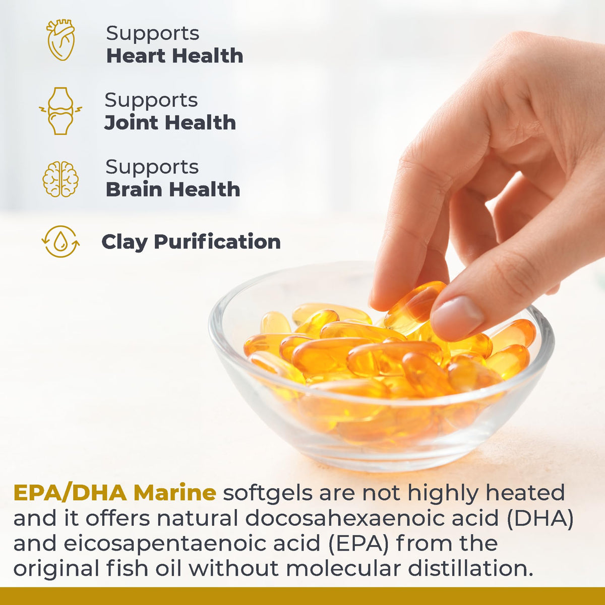 Premier Research Labs EPA DHA Marine Softgels - Omega 3 Fish Oil, EPA DHA Omega 3 Supplement, Fatty Acids for Women & Men, Natural - 90 Softgel Capsules - Maple Wellness Supplements