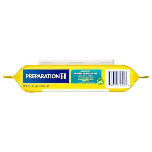 Preparation H Hemorrhoid Flushable Wipes with Witch Hazel for Skin Irritation Relief - 48 Count - Maple Wellness Supplements