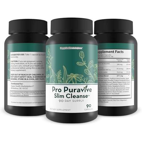 Pro Puravive Slim Cleanse - 90 Day Supply - Our Best Gentle Full Body Detox Cleanse - Maple Wellness Supplements