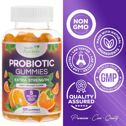 Probiotic Gummies - Advanced Multi-Strain Probiotic Formula - Gut & Digestive Health Support Gummy - Bacillus Coagulans 5 Billion CFU Per Serving, Daily Acidophilus Probiotics Supplement - 120 Gummies - Maple Wellness Supplements