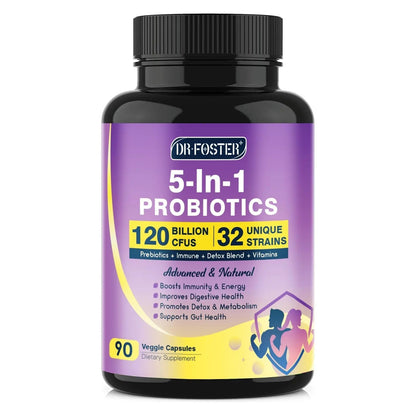 Probiotics for Women & Men Digestive Health，120 Billion CFUs, Prebiotics and Probiotics for Gut Health, D3, Zinc & Immune Support Herbs, Detox Cleanse, 45 Day - 3 Month Supply - Maple Wellness Supplements