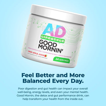 Project AD Life Good Morning Detox and Performance Drink, Naturally Flavored and Formulated with L-GLutamine, Apple Cider Vinegar, - Maple Wellness Supplements