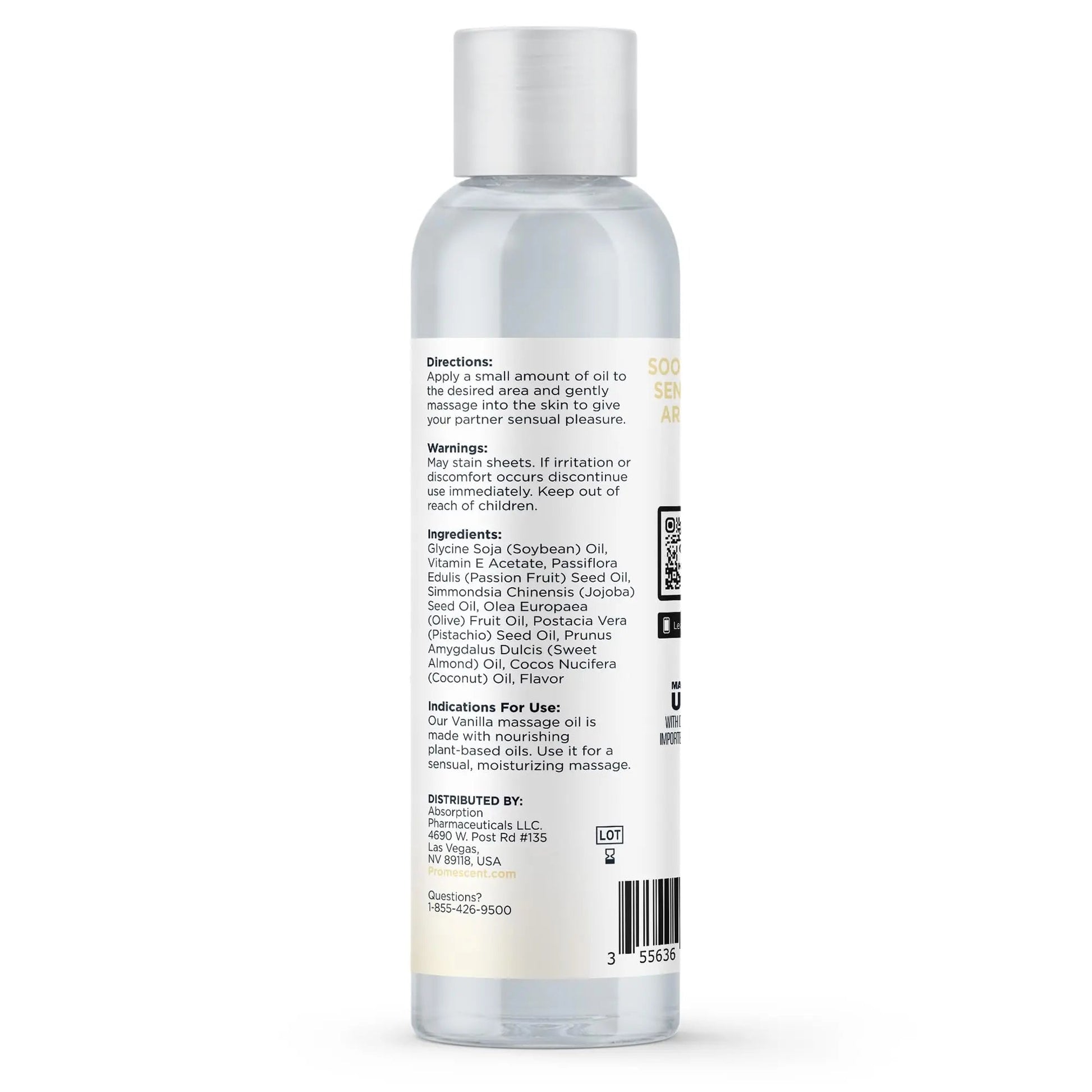 Promescent Massage Oil for Massage Therapy, Massage Oils for Date Night, Premium Body Oil for Men & Women to Relieve Stress & Sore Muscles, Essential Oils for Skin (4 oz) (Vanilla) - Maple Wellness Supplements