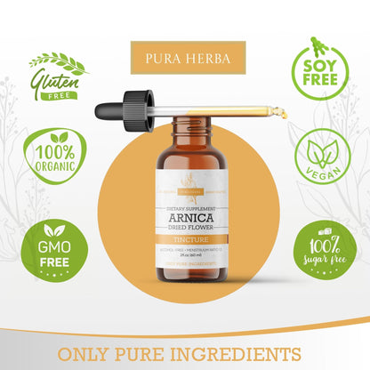 Pura Herba Arnica Liquid Extract – Alcohol-Free, Vegan, Supports Muscle Recovery & Joint Comfort, Fast-Absorbing Tincture, Made in USA – 2 Fl Oz - Maple Wellness Supplements