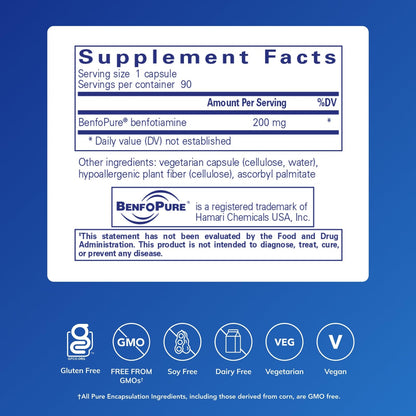 Pure Encapsulations BenfoMax 90's - 200 mg Benfotiamine - Vitamin B1 Thiamin Supplement - Supports Heart & Metabolism Health - Maple Wellness Supplements