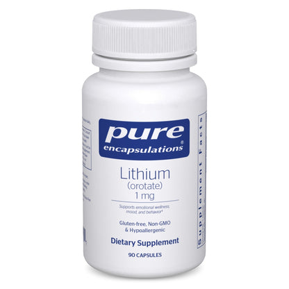 Pure Encapsulations Lithium (Orotate) 1 mg | Support for Calmness and Behavior | 90 Capsules - Maple Wellness Supplements