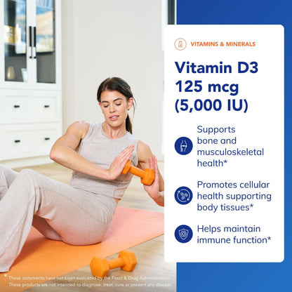 Pure Encapsulations Vitamin D3 125 mcg (5,000 IU) - Supplement to Support Bone, Joint, Breast, Heart, Colon, and Immune Health - Maple Wellness Supplements