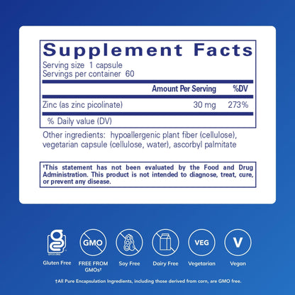 Pure Encapsulations Zinc 30 mg - Supplement for Immune System Support, Growth and Development, and Wound Healing - Maple Wellness Supplements