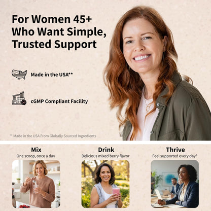 Pureffi Women’s 45+ All-in-One Multivitamin Powder, 33 Ingredients, Menopausal Well-Being Support, Probiotics for Digestive Support - Maple Wellness Supplements