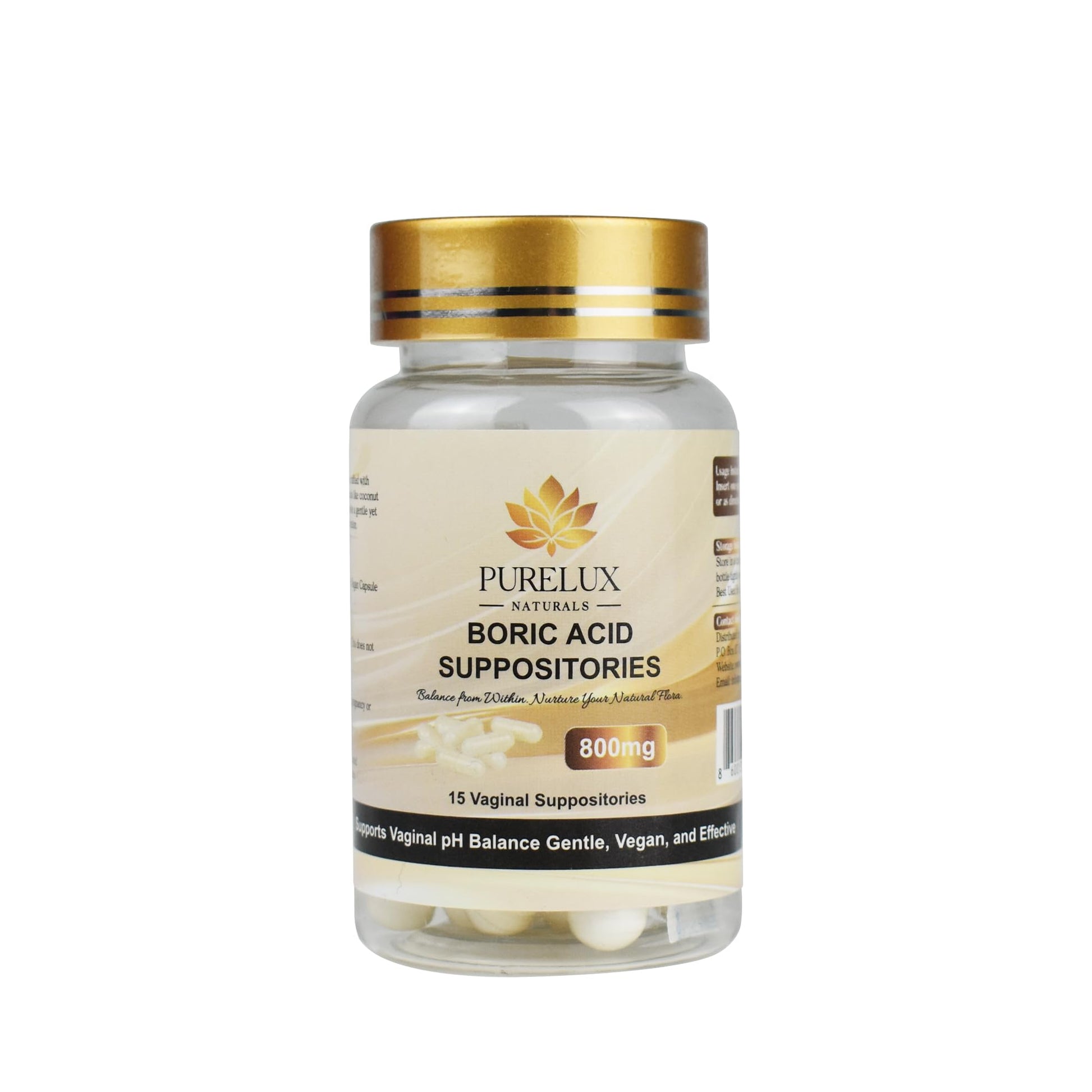 PureLux Boric Acid Feminine Wellness Support 800mg Size 000 30 Count Fragrance-Free Personal Care Formula - Maple Wellness Supplements