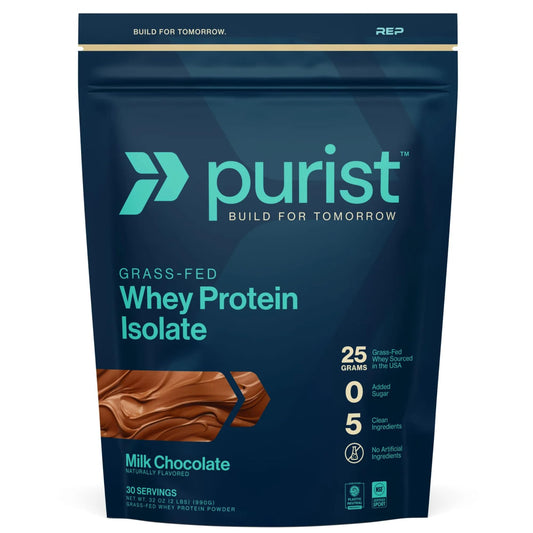 PURIST REP Whey Protein Powder, Premium Milk Chocolate Grassfed Isolate,Workout Recovery, Keto Friendly, Clean Nutrition Meal Replacement, Promotes Lean Muscle, Sugar and Gluten-Free Women Men, 2 Lb - Maple Wellness Supplements