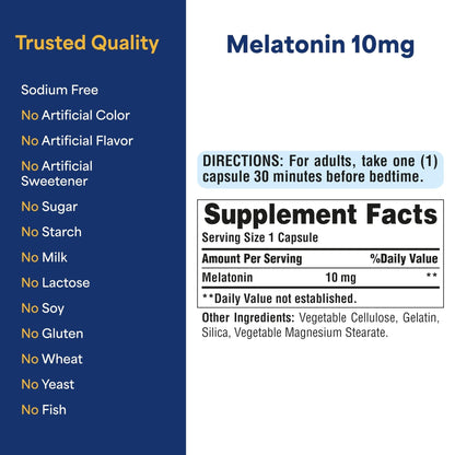 Puritan's Pride Premium Super Strength Melatonin 10mg Sleep Aid, Dietary Supplement for Sound, Restful, & Longer Sleep Support, 4 Month Supply, - Maple Wellness Supplements