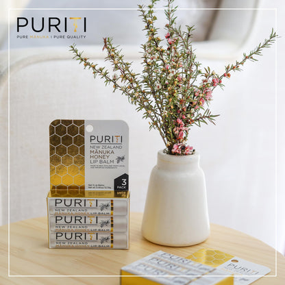 PURITI Manuka Honey Lip Balm – 3pack Soothing & Moisturizing, Enriched with Almond - Maple Wellness Supplements