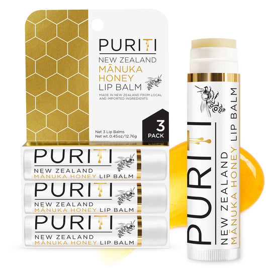 PURITI Manuka Honey Lip Balm – 3pack Soothing & Moisturizing, Enriched with Almond - Maple Wellness Supplements