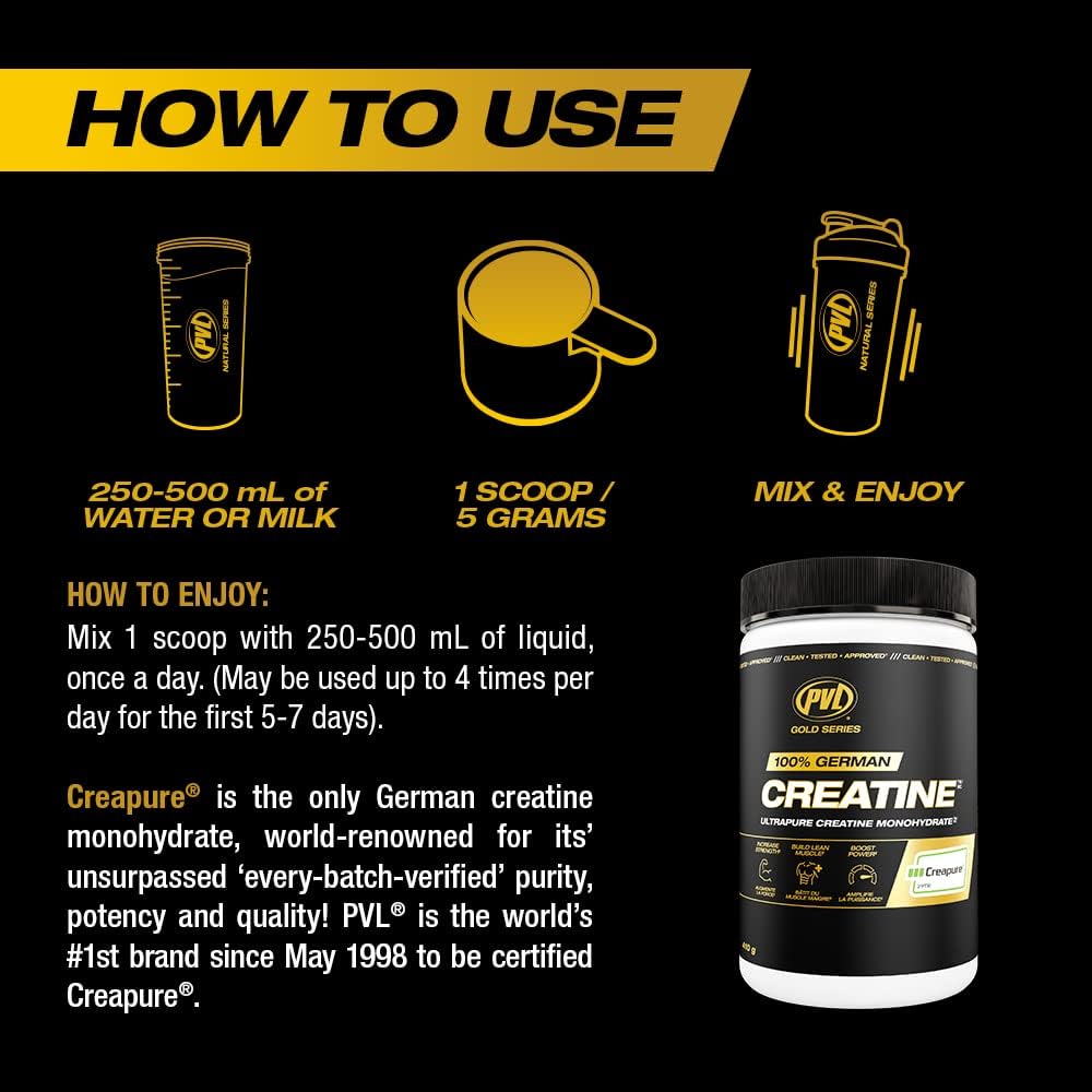PVL Creapure Creatine – 100% Pure German Creatine Monohydrate Powder-Pharmaceutical Grade Muscle Building Supplement for Strength Training, Pre Workout & Post Workout Protein Support–410g 82 Servings - Maple Wellness Supplements