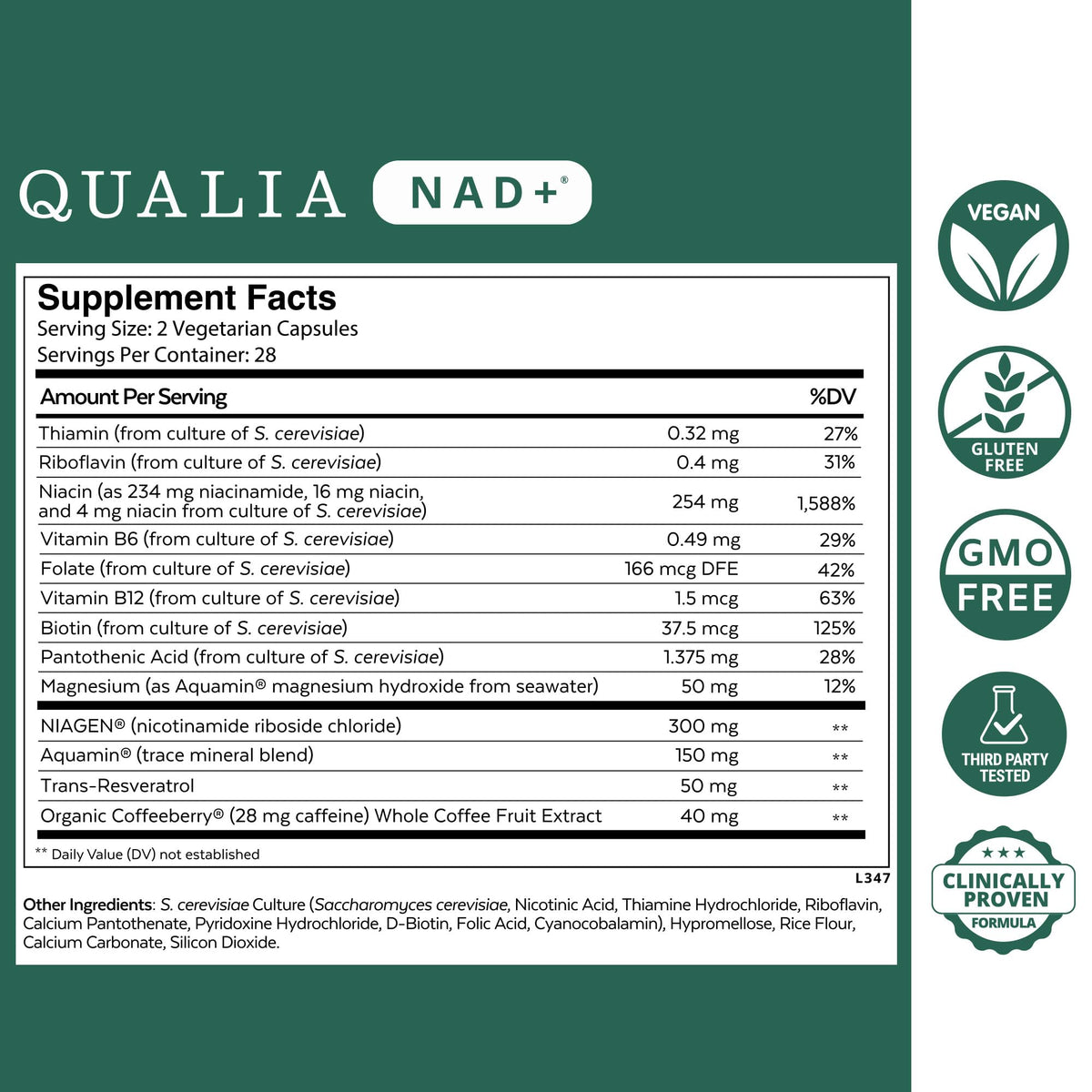 Qualia NAD Supplement — Clinically Proven to Boost NAD+ up to 67%. Optimized Aging, Energy, Focus. Elite Ingredients Nicotinamide Riboside (NIAGEN), Niacin, Niacinamide (1 Month Supply) - Maple Wellness Supplements
