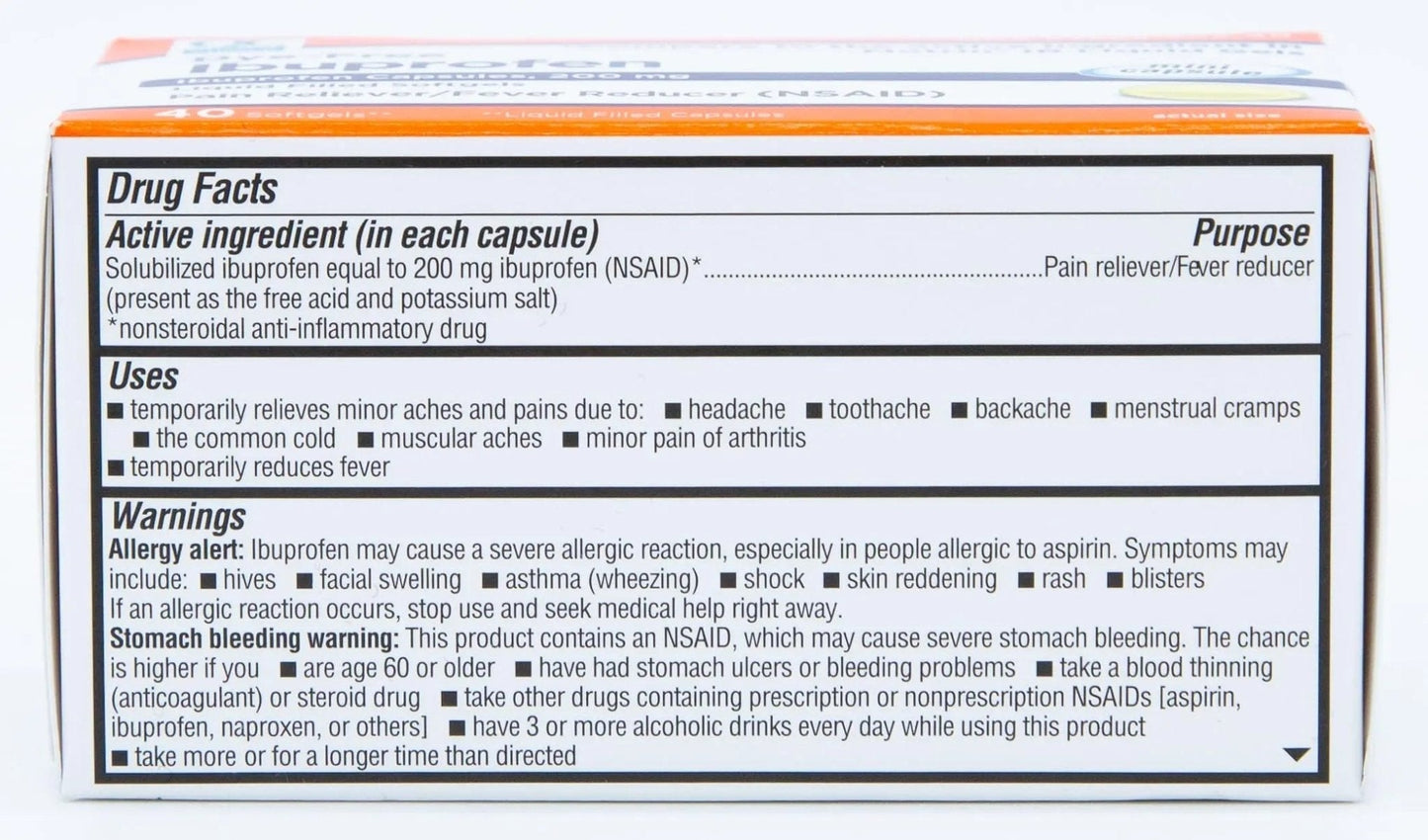 Quality Choice Ibuprofen 200 mg Liquid Gels 40 Count Easy to Swallow Pain Reliever and Fever Reducer for Headache Toothache Backache Menstrual Cramps Muscle Aches Minor and Pain - Maple Wellness Supplements