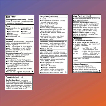 Quality Choice Ibuprofen Tablets, 200 mg, Pain Reliever and Fever Reducer for Arthritis, Toothache, Back Pain, Headache, Body Aches, and More 100 Count of Coated Tablets - Maple Wellness Supplements