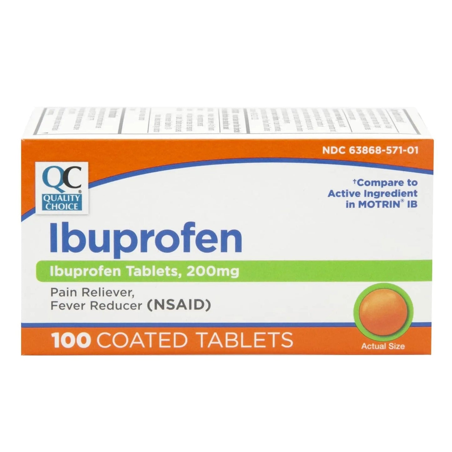 Quality Choice Ibuprofen Tablets, 200 mg, Pain Reliever and Fever Reducer for Arthritis, Toothache, Back Pain, Headache, Body Aches, and More 100 Count of Coated Tablets - Maple Wellness Supplements