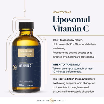 Quicksilver Scientific Liposomal Vitamin C - 1000mg Buffered Liquid Vitamin C Supplement - Immune + Antioxidant Support - Liposomes for Superior Absorption - Vegan + Non-GMO (4oz / 120ml) - Maple Wellness Supplements