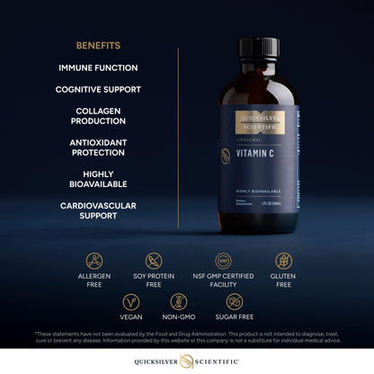Quicksilver Scientific Liposomal Vitamin C - 1000mg Buffered Liquid Vitamin C Supplement - Immune + Antioxidant Support - Liposomes for Superior Absorption - Vegan + Non-GMO (4oz / 120ml) - Maple Wellness Supplements