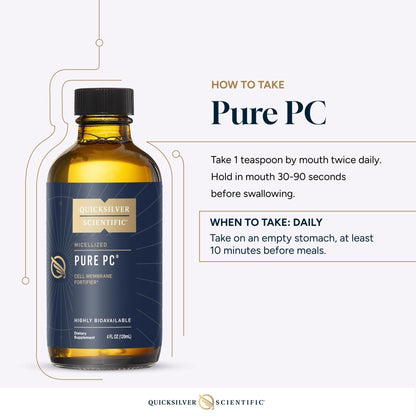 Quicksilver Scientific Micellized Pure PC - Phosphatidylcholine Liquid Supplement to Support Cellular & Liver Health - Superior Liposomal Absorption - Non-GMO Supportive Brain Supplement (4oz /120ml) - Maple Wellness Supplements