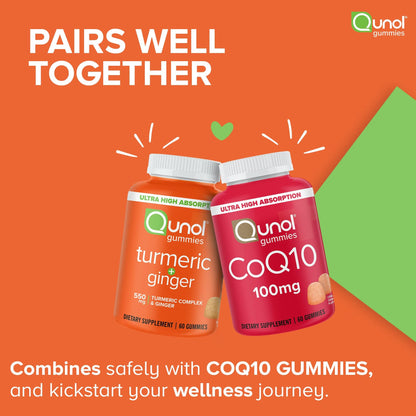 Qunol Turmeric and Ginger Gummies - Joint Support Supplement with Ultra High Absorption, 90 Count Vegan and Gluten Free Gummies - Maple Wellness Supplements