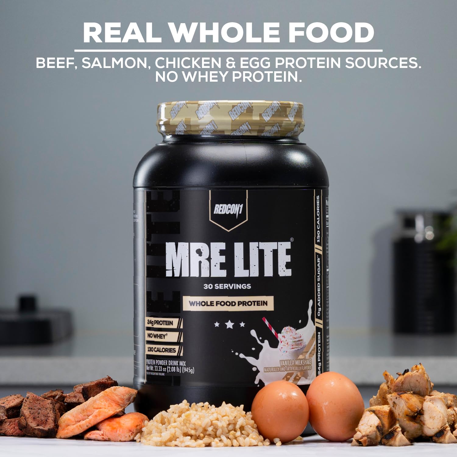 REDCON1 MRE Lite Whole Food Protein Powder, Vanilla - Low Carb & Whey Free Meal - Maple Wellness Supplements