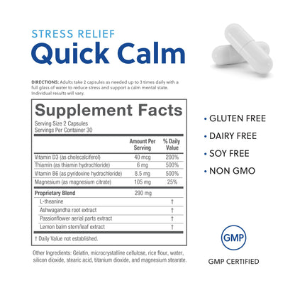 Relacore Quick Calm Mood Support Supplement with Ashwagandha, L-Theanine, Rapid Stress Relief and Relaxation – Cortisol Supplement - 60 ct - Maple Wellness Supplements