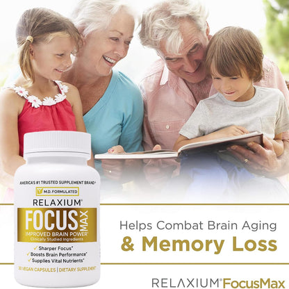 Relaxium FocusMax, Brain & Focus Health Supplement, Mental Clarity Support, Proven Concentration, Focus, Memory, - Maple Wellness Supplements
