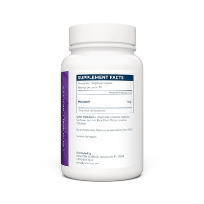 Renue By Science Melatonin | Liposomal Melatonina Supplement | 90 High Strength Melatonin Capsules - 1mg Melatonin per Serving | Sleep Aid Melatonin | Non-GMO | Made in The USA & Third-Party Tested - Maple Wellness Supplements