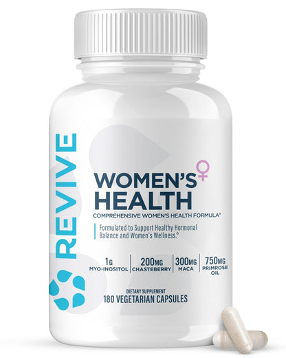 Revive MD Hormone Balance for Women – Hormone Support Supplement w/Myo-Inositol, Chaste Berry, DIM, Vitamins C & E, Evening Primrose Oil – Health & Hormonal Balance (180 Capsules, 30 Servings) - Maple Wellness Supplements
