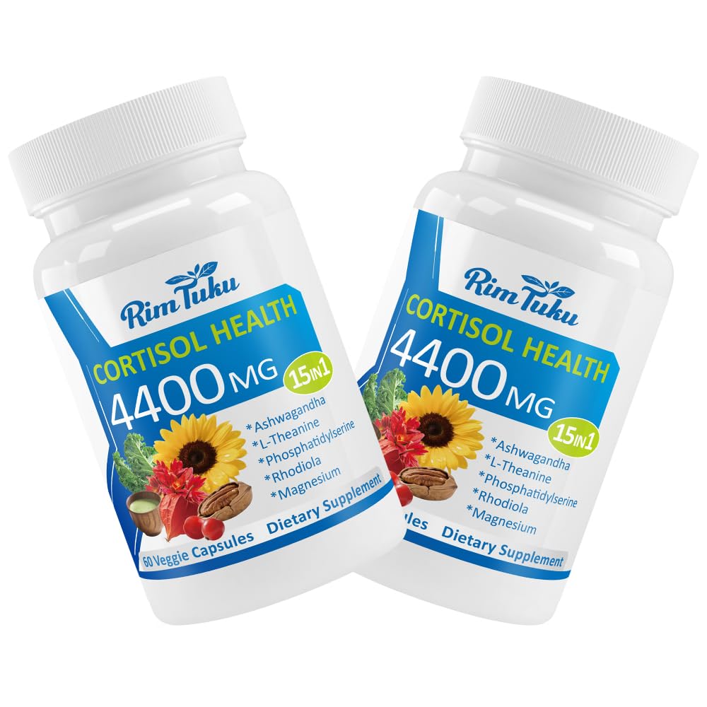RimTuku Cortisol Supplements for Women & Men -15-in-1 Cortisol Detox for Women, Cortisol Manager & Reducer with Ashwagandha, Rhodiola Rosea Supports Stress Relief, Adrenal Balance, 120 Capsules - Maple Wellness Supplements