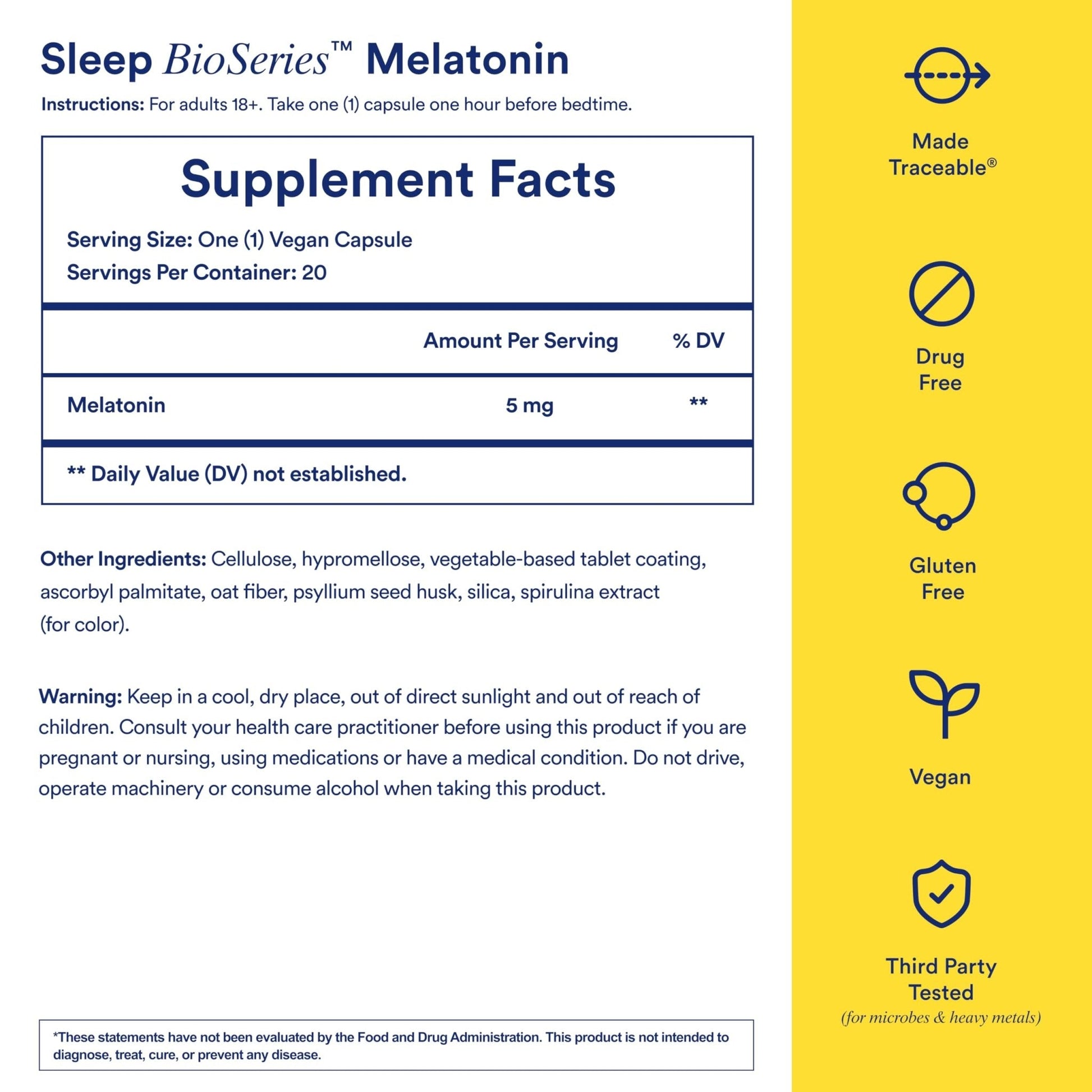 Ritual Sleep BioSeries™ Melatonin: Sleep Aid for Adults, Sleep Supplement with Time Released Capsules, Drug Free Sleep Vitamins for Adults for All Night Sleep Support, 20 Capsules - Maple Wellness Supplements