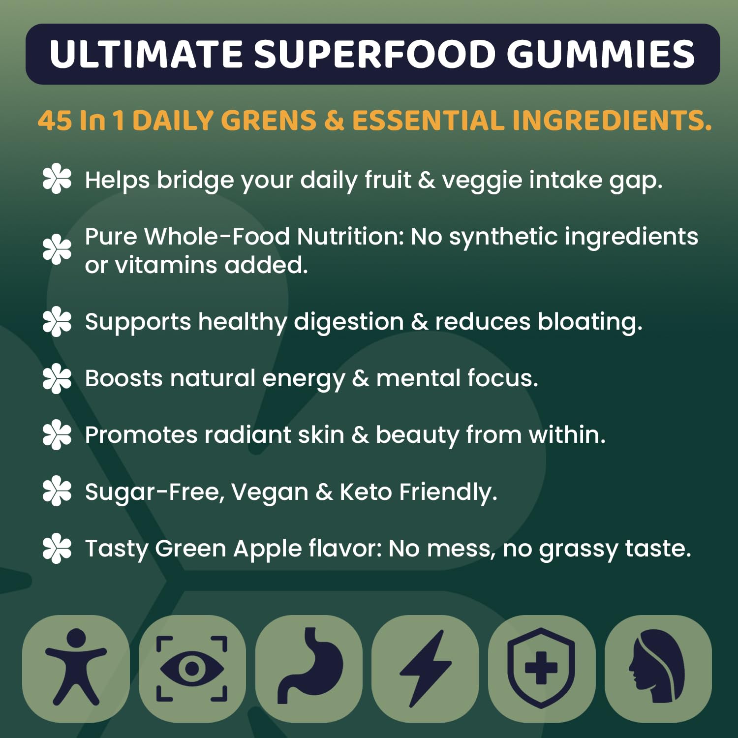 ROOTI Greens + Superfoods Gummies for Adults – 7-in-1 Whole Food Supplement, Spirulina, Lion’s Mane, Probiotics, Fiber & Digestive Enzymes Vegan, Sugar-Free, - Maple Wellness Supplements