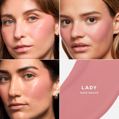 Saie Cheek Flush Duo - Dew Liquid Blush (.40 oz, Lady), SuperSuede Baked Powder Blush (.01 oz, Mia) - Layerable, Skin-Nourishing Blushes for a Seamless Radiant Finish - Maple Wellness Supplements