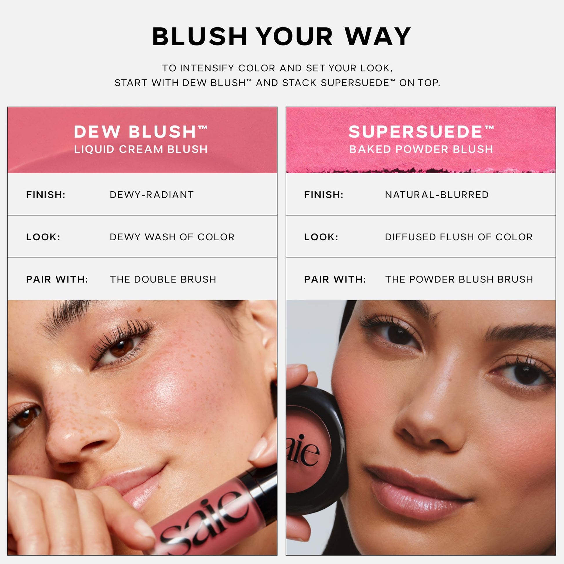 Saie SuperSuede Baked Blush - Talc-Free Powder Blush for Cheeks Infused with Hyaluronic Acid, Glycerin + Squalane - Hydrating Face Makeup for a Natural, Diffused Flush of Color - Ciao (0.1 Ounce) - Maple Wellness Supplements