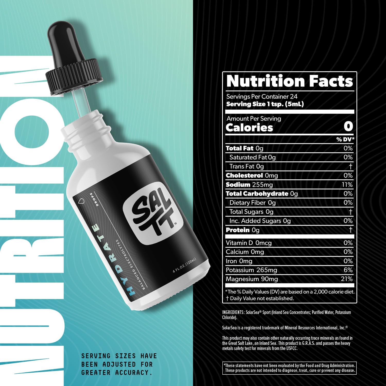 SALTT - Hydrate (4 oz) - Electrolytes Drops - Energy Boost - Sodium, Potassium, Magnesium, Zinc, Copper - Unflavored - Ultra Low Carb - Zero Sugar, Vegan, - Maple Wellness Supplements