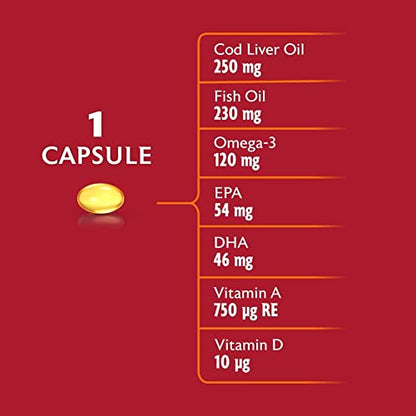 Seven Seas Cod Liver Oil Tablets With Omega-3, Fish Oil, One A Day, 4 Months Supply - Maple Wellness Supplements