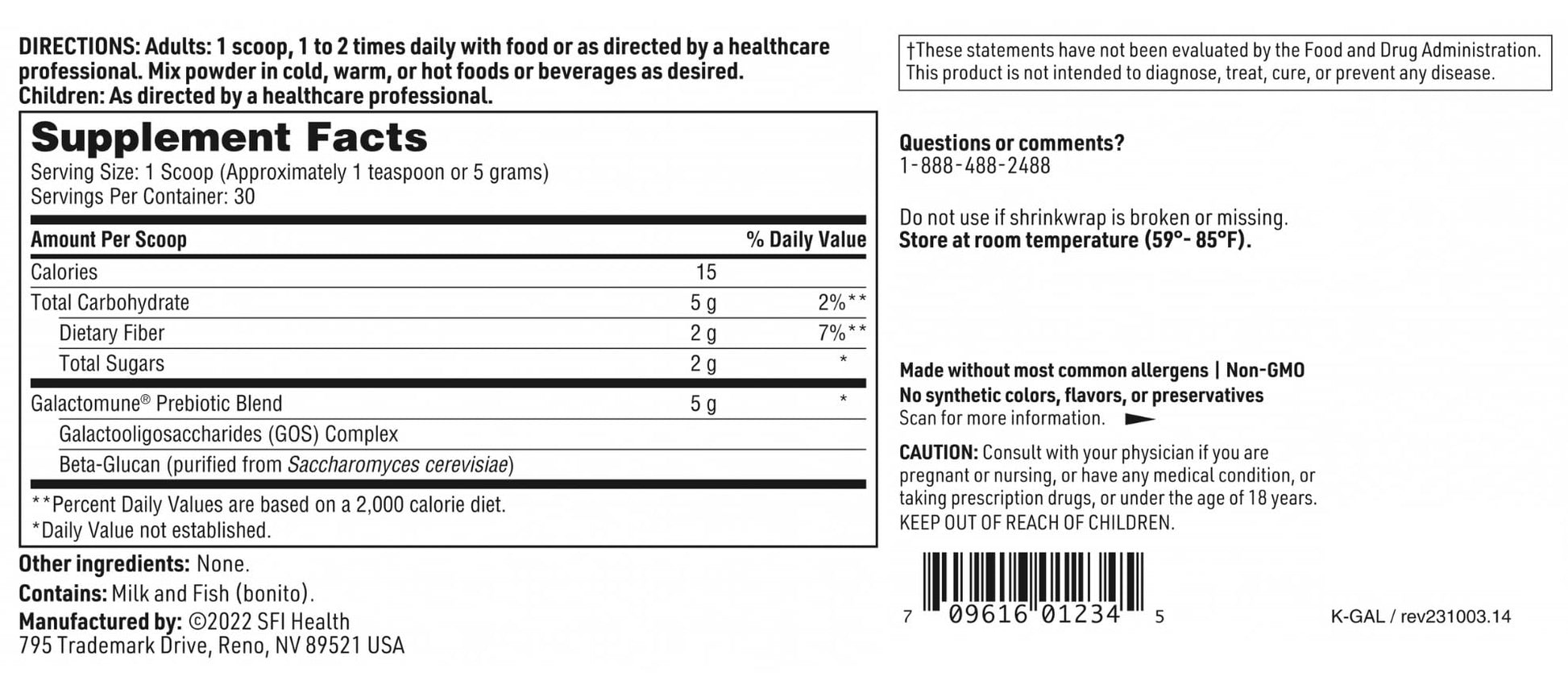 SFI Health Klaire Labs Galactomune Powder - Prebiotic Beta-Glucan & Galactooligosaccharides Immune Support (30 Servings, 150 Grams) - Maple Wellness Supplements
