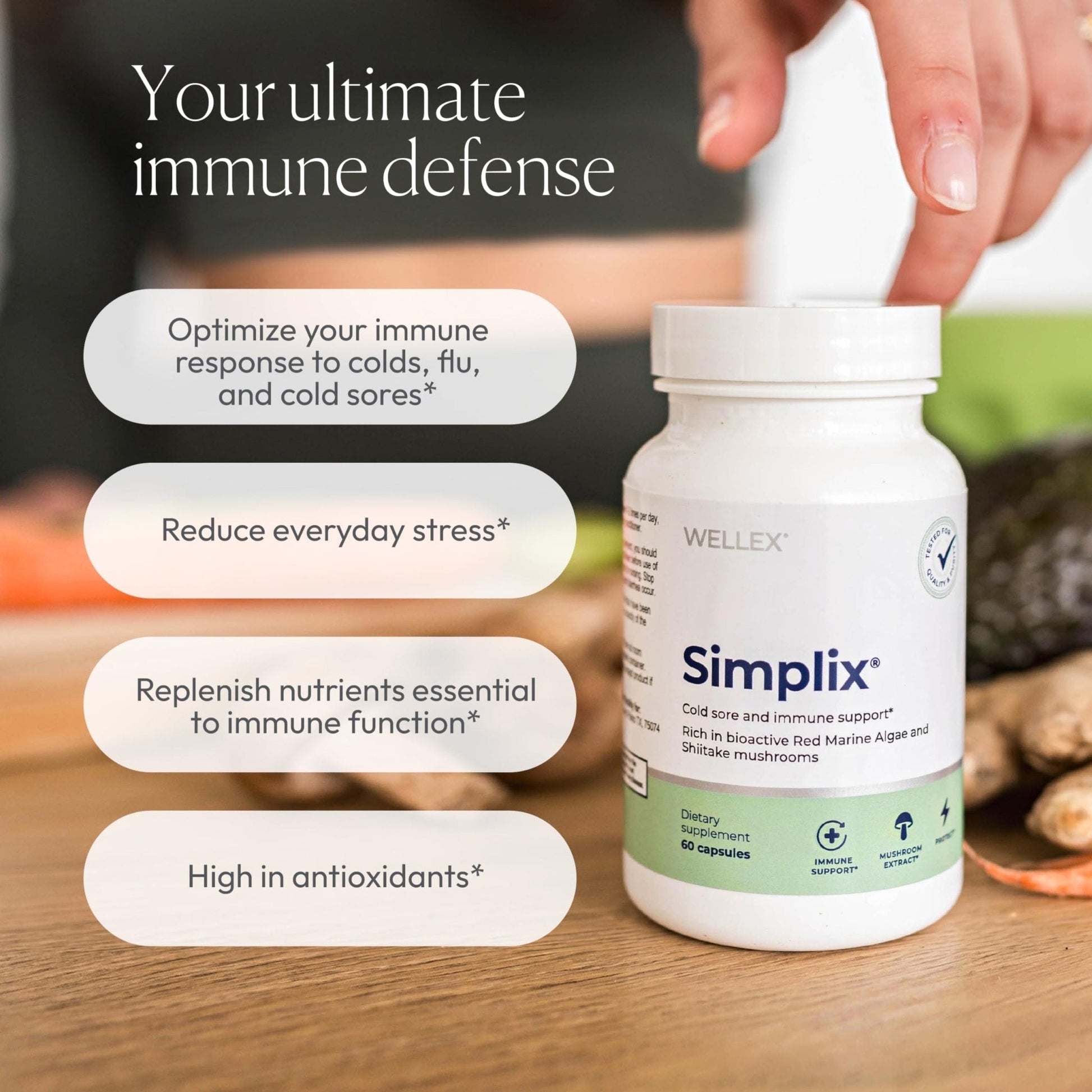 Simplix | Natural Supplement to Strengthen The Immune System | Respond to Outbreaks | Source of Highly Researched Mushroom & Seaweed Polysaccharides 60 Veggie Capsules (1 Pack) - Maple Wellness Supplements