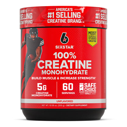 Six Star 100% Creatine Monohydrate Powder - Unflavored Micronized Creatine Monohydrate Supplement for Workout Performance, Muscle Building & Strength - Maple Wellness Supplements