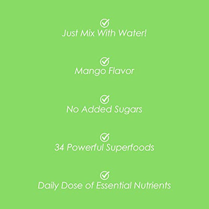SkinnyFit Mango Splash Skinny Greens, Green Juice Superfood Powder, Natural Energy - Maple Wellness Supplements